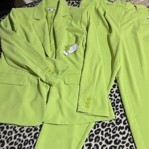 Bright Green Women’s Suit with Wide Leg Trousers